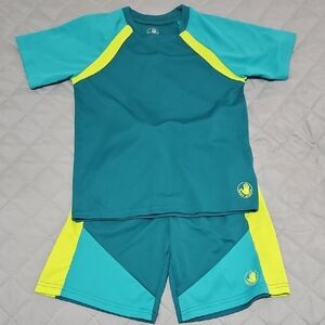 Body Glove Kids Swim Rashguard Set in Teal and Lime
